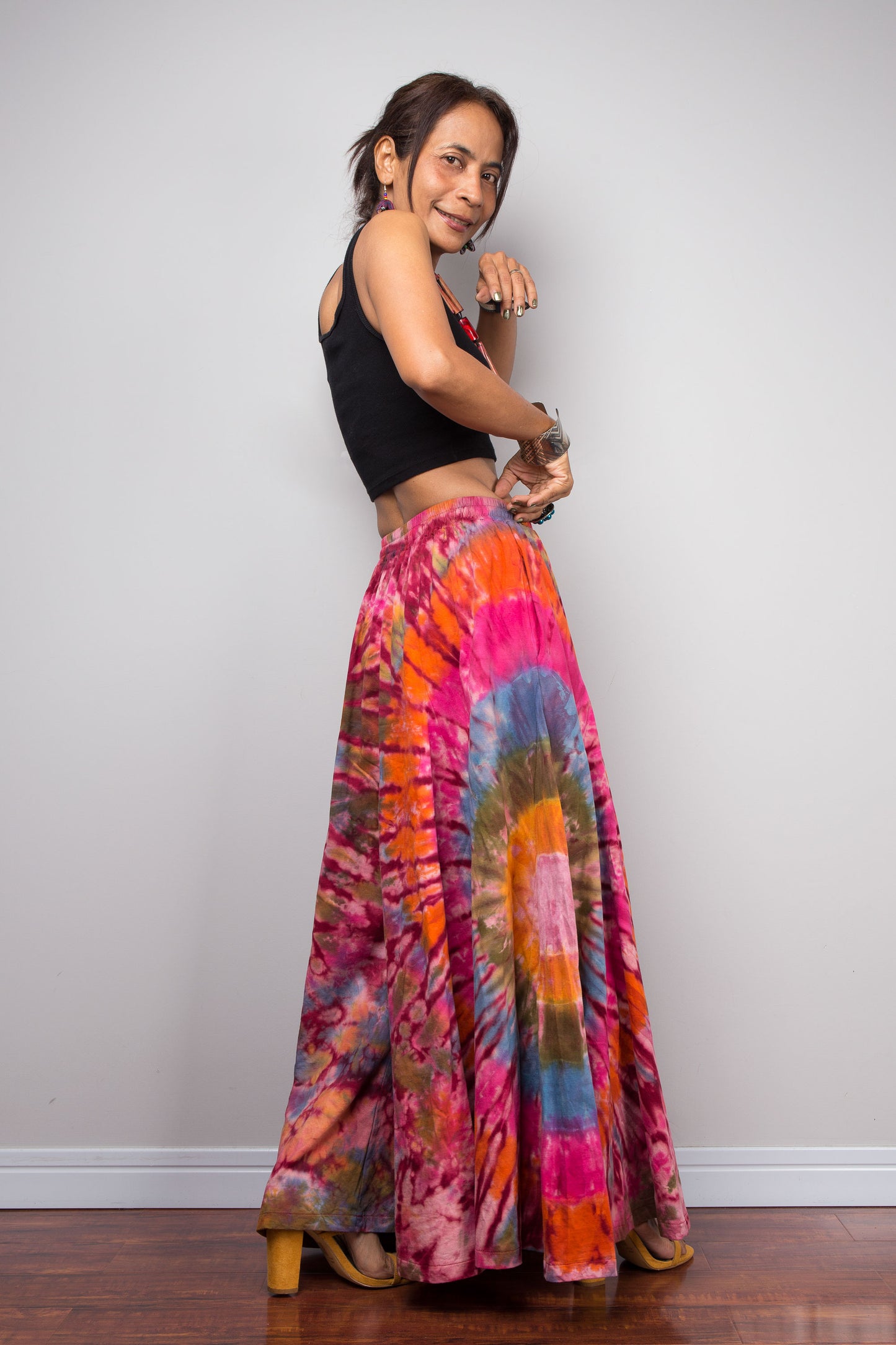 Pink & Orange Tie Dye Wide Leg Palazzo Pants