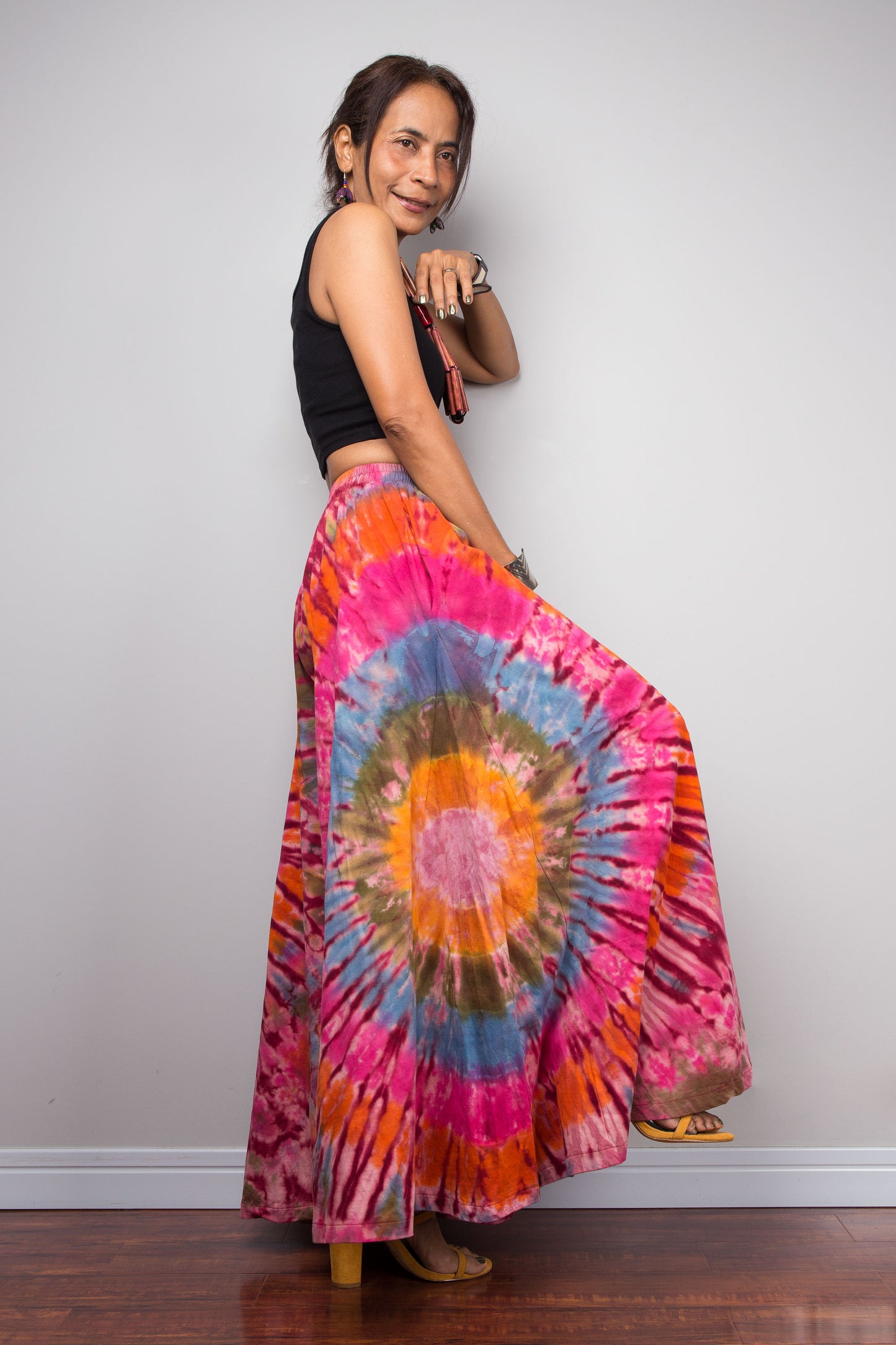Pink & Orange Tie Dye Wide Leg Palazzo Pants