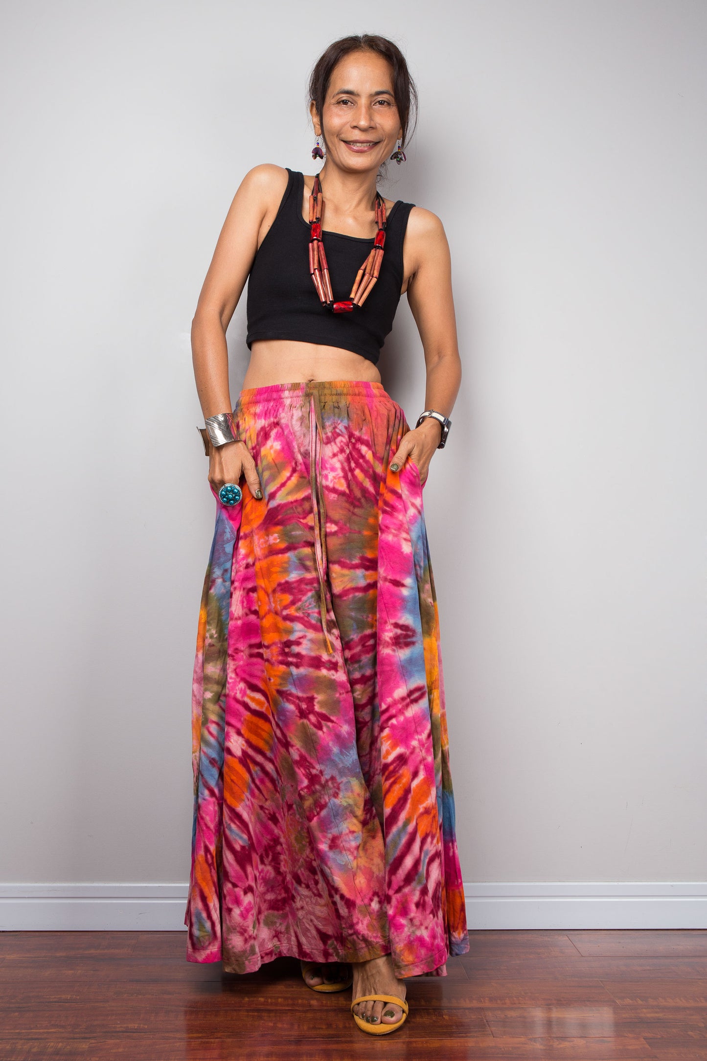 Pink & Orange Tie Dye Wide Leg Palazzo Pants