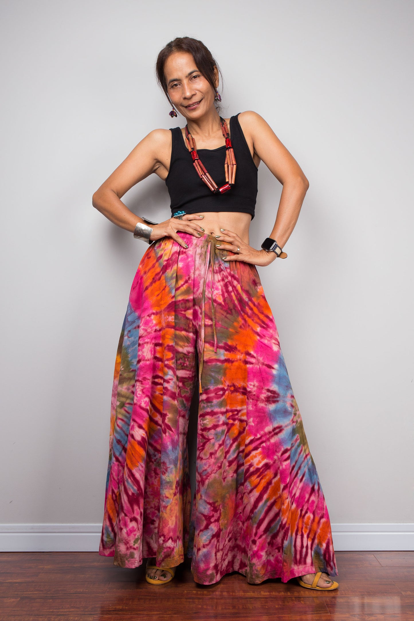 Pink & Orange Tie Dye Wide Leg Palazzo Pants