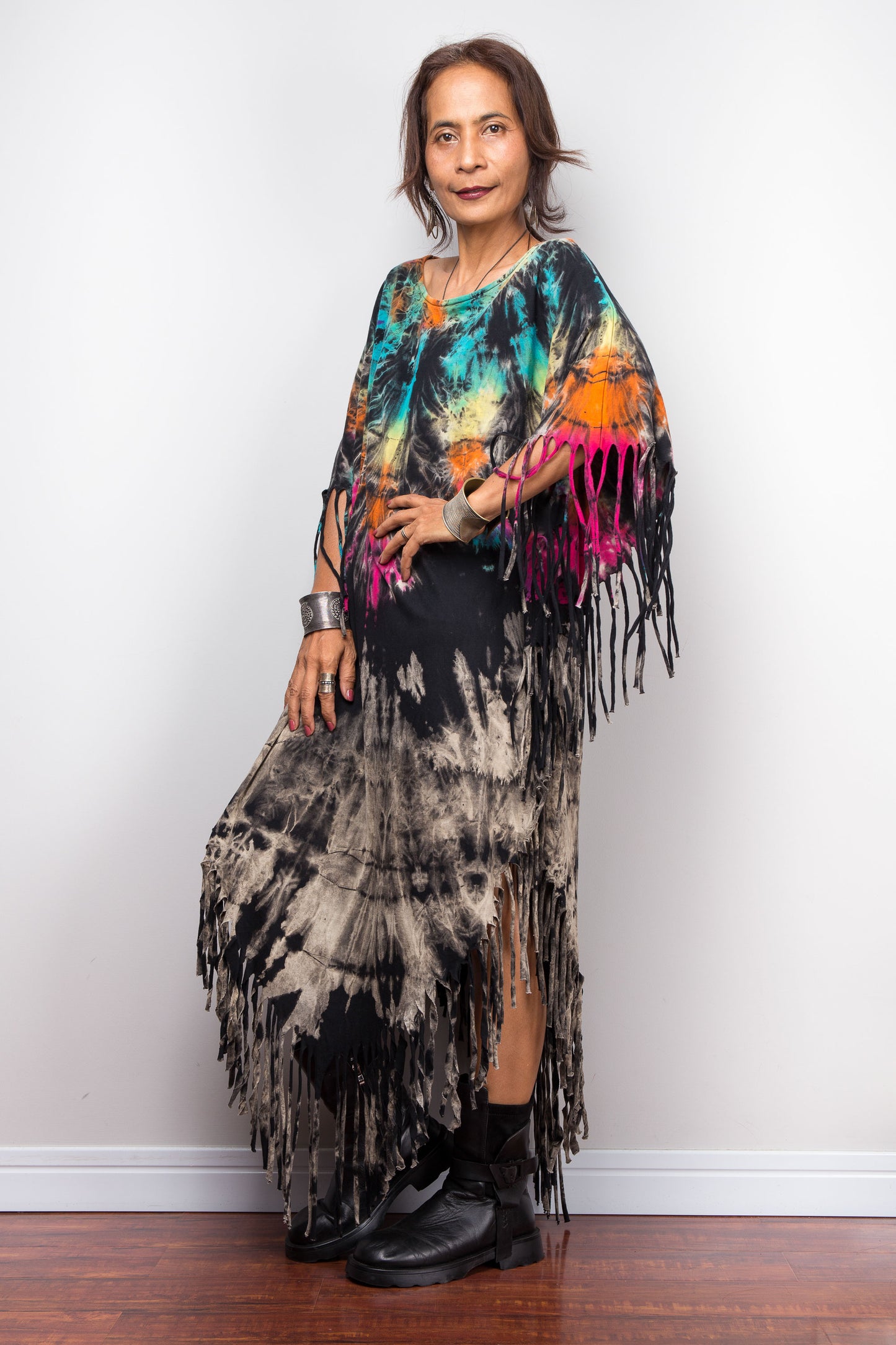 Tie Dye Poncho Top – Boho Statement Kaftan