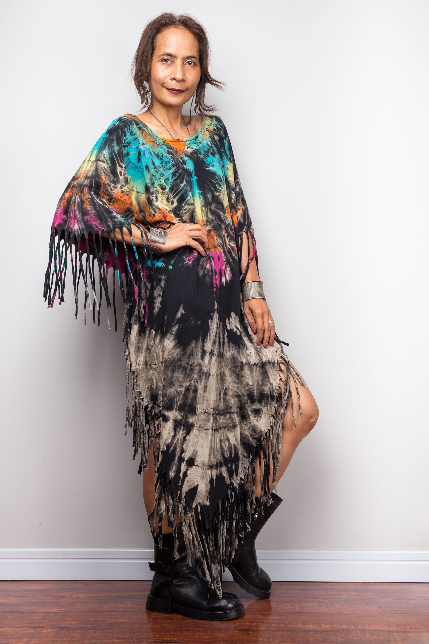 Tie Dye Poncho Top – Boho Statement Kaftan