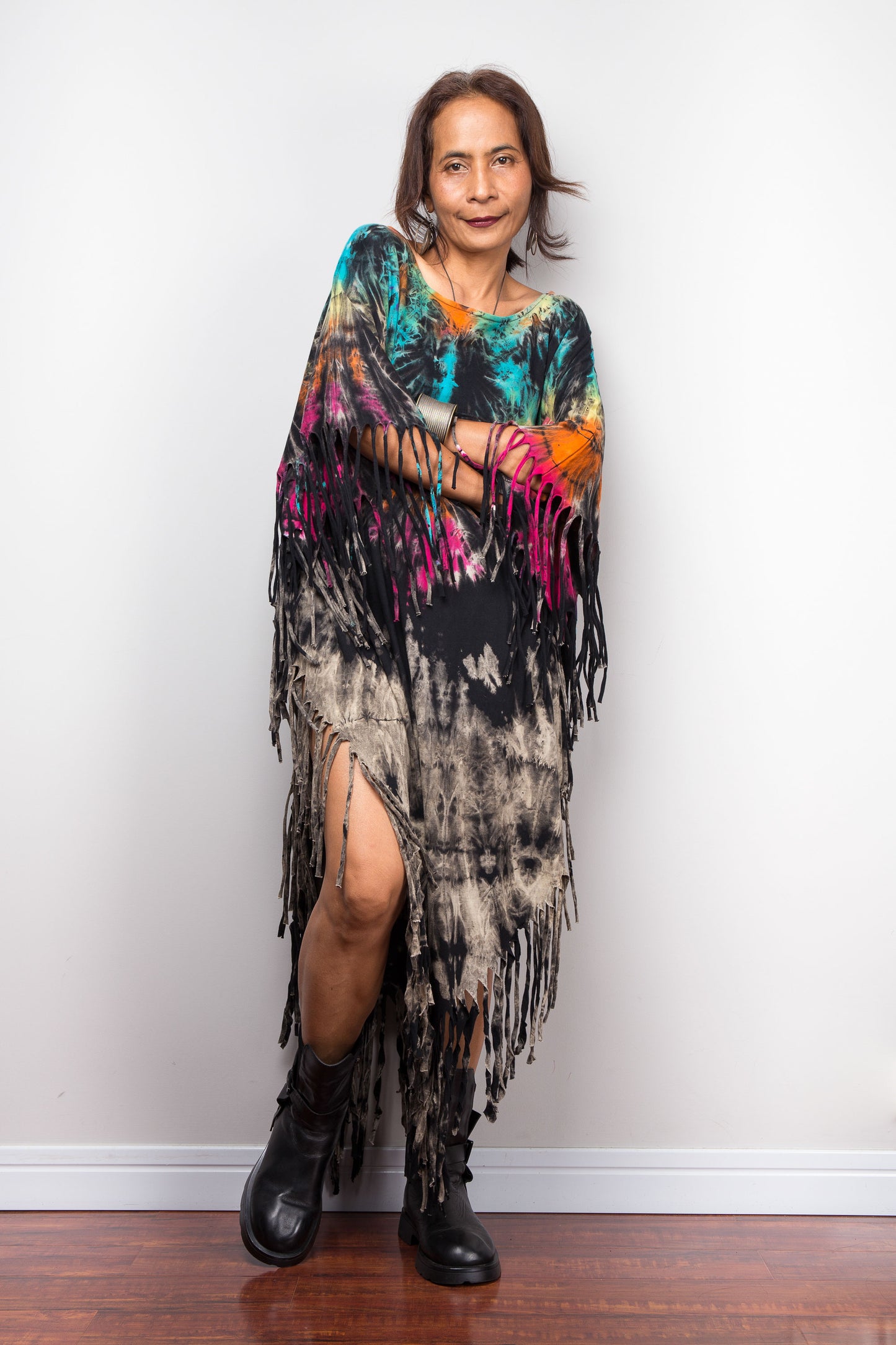 Tie Dye Poncho Top – Boho Statement Kaftan