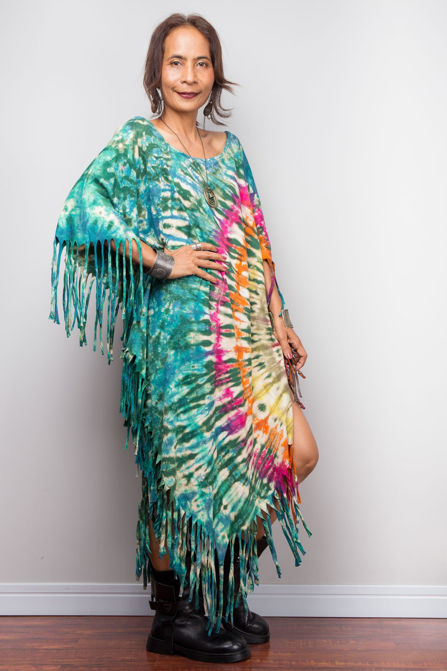 Tie Dye Poncho Dress – Boho Statement Kaftan