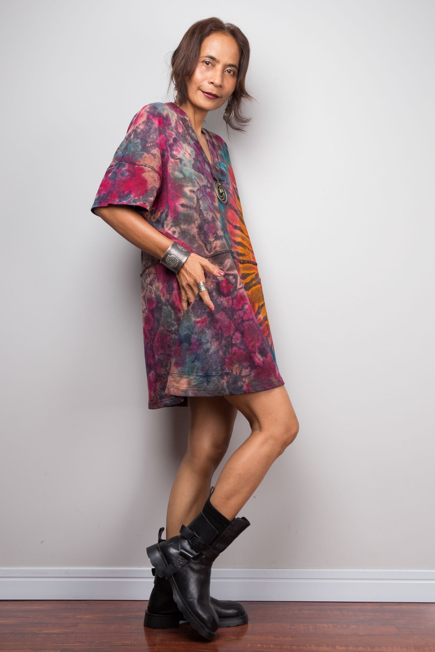 Tie Dye Knit Tunic Dress