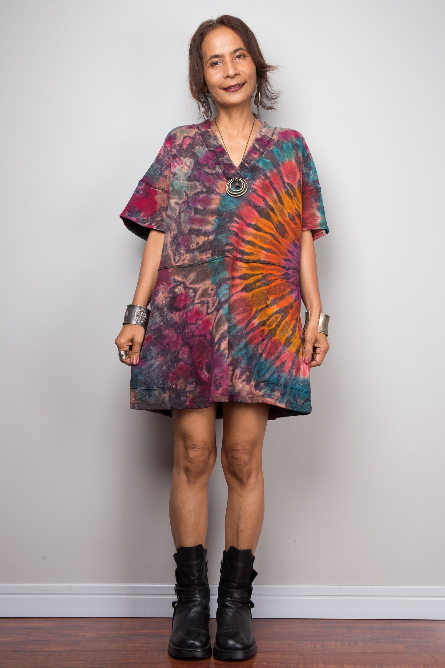 Tie Dye Knit Tunic Dress