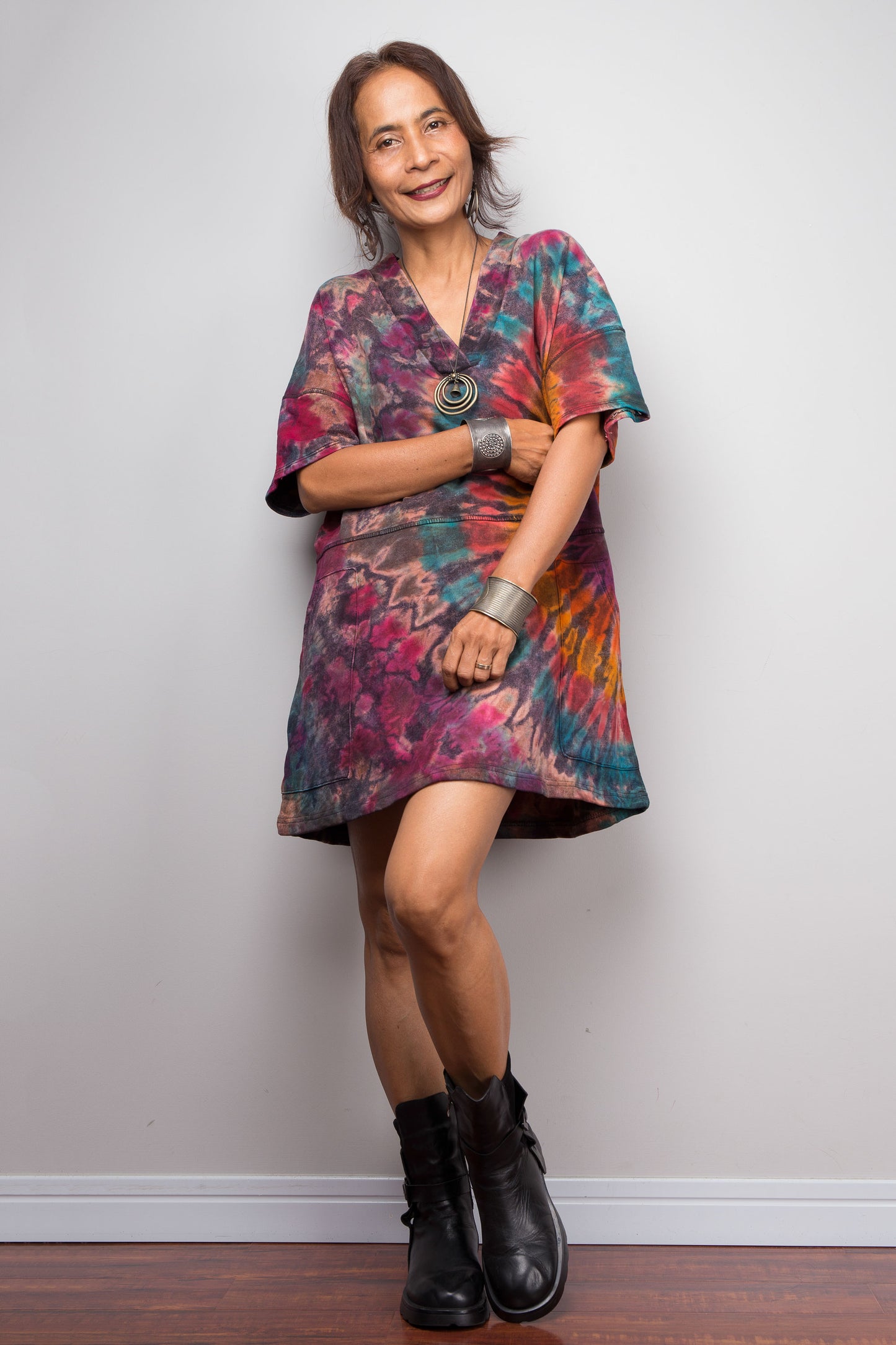 Tie Dye Knit Tunic Dress