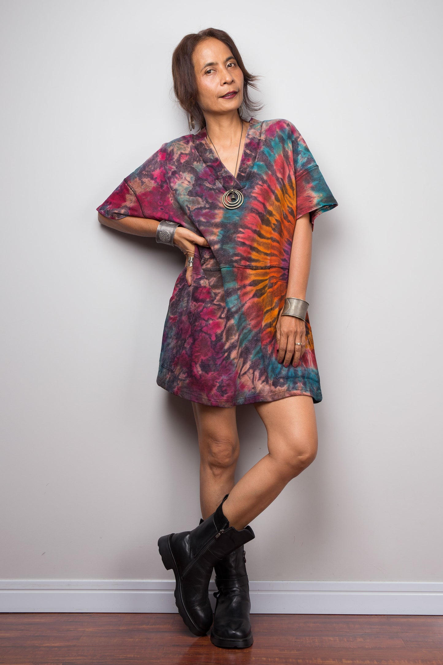 Tie Dye Knit Tunic Dress