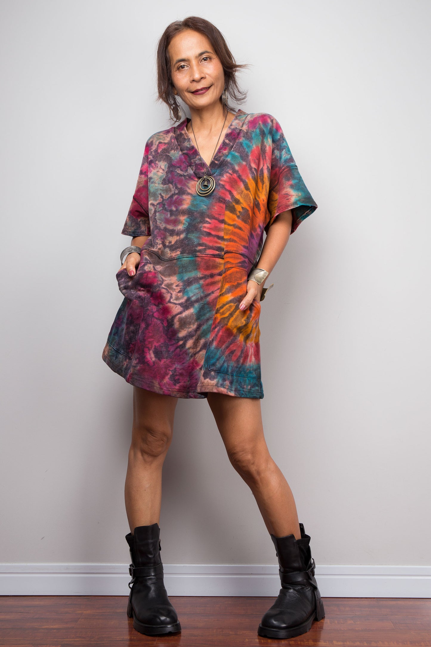 Tie Dye Knit Tunic Dress