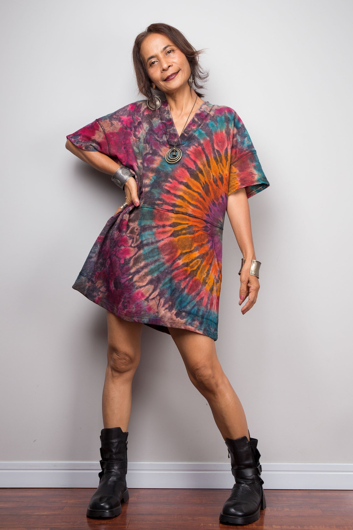 Tie Dye Knit Tunic Dress