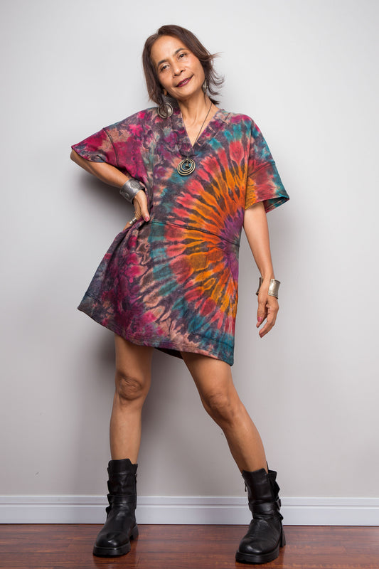 Tie Dye Knit Tunic Dress