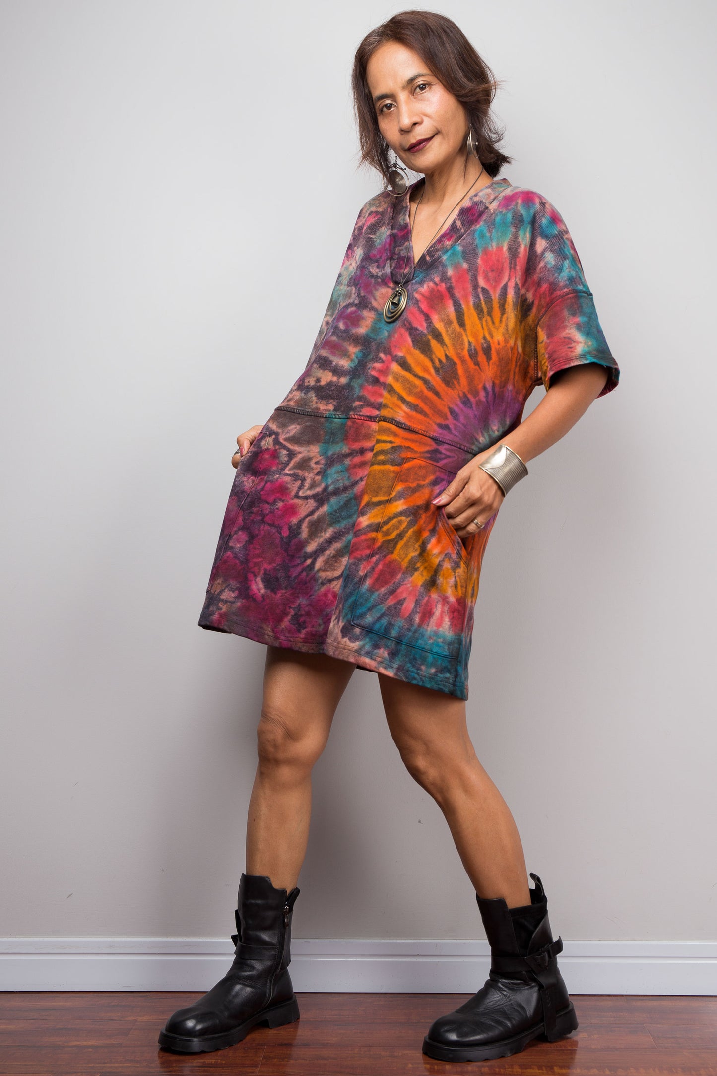 Tie Dye Knit Tunic Dress