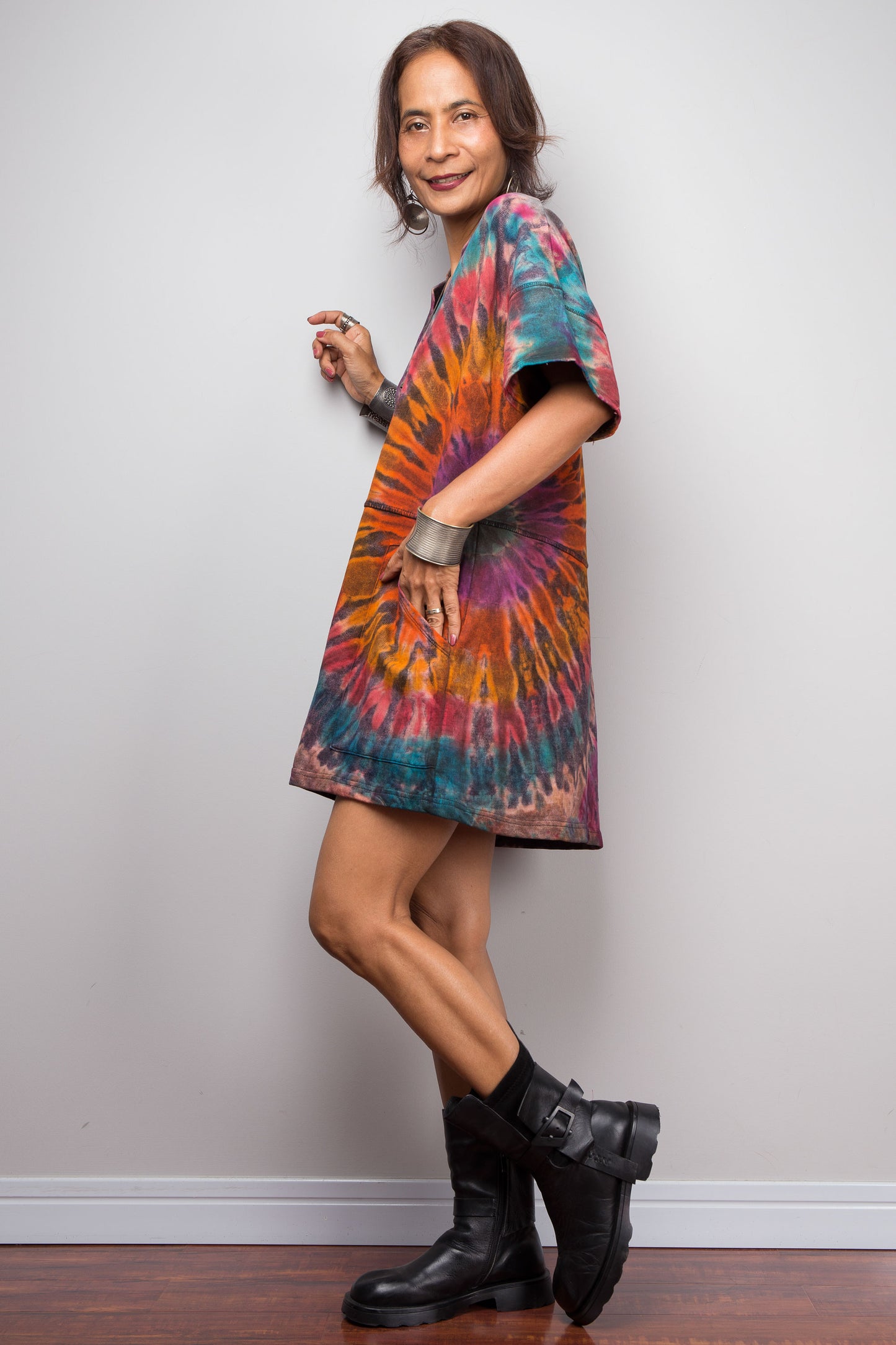Tie Dye Knit Tunic Dress