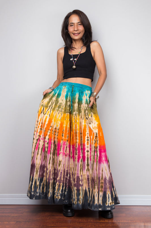 Rainbow Tie Dye Wide Leg Palazzo Pants