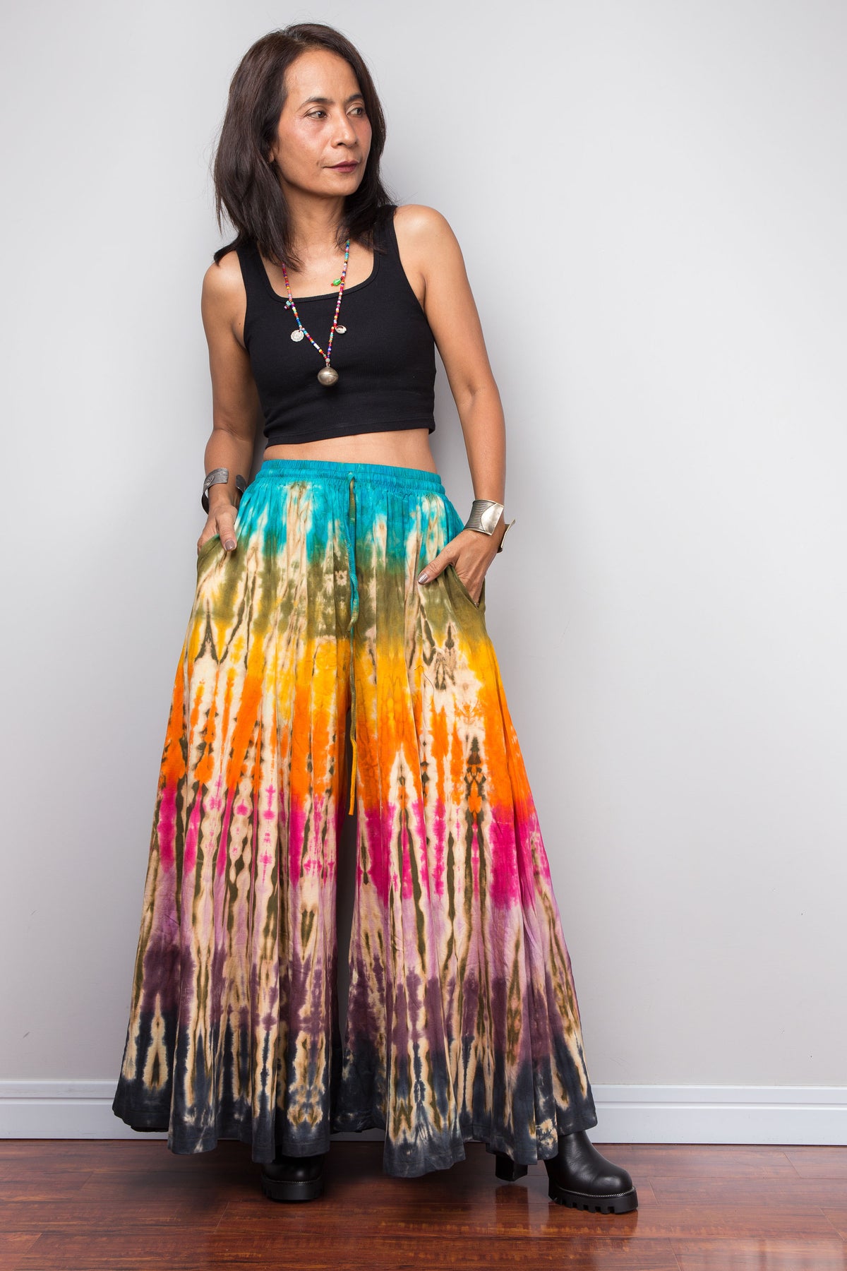 Rainbow Tie Dye Wide Leg Palazzo Pants