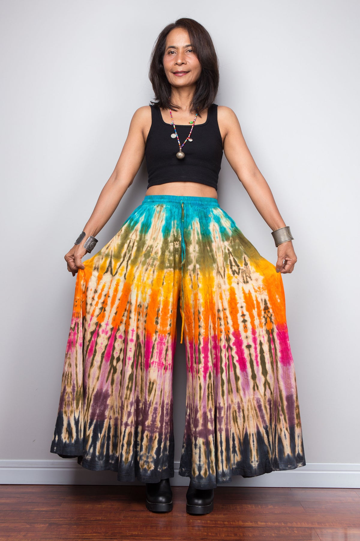 Rainbow Tie Dye Wide Leg Palazzo Pants