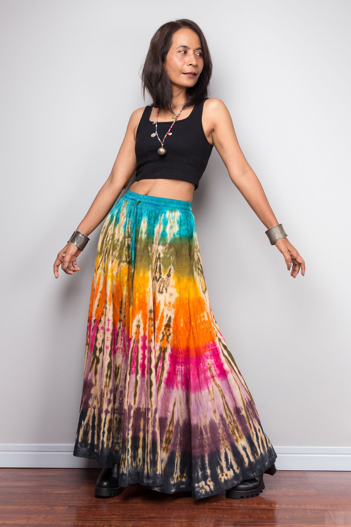 Rainbow Tie Dye Wide Leg Palazzo Pants