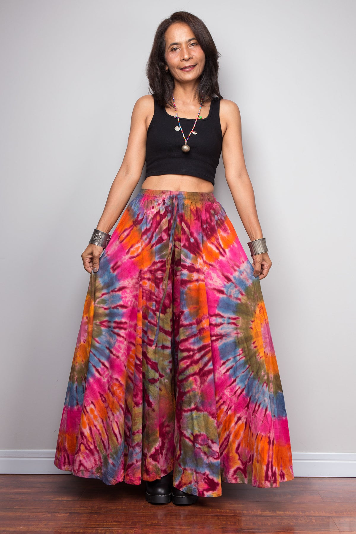 Pink & Orange Tie Dye Wide Leg Palazzo Pants