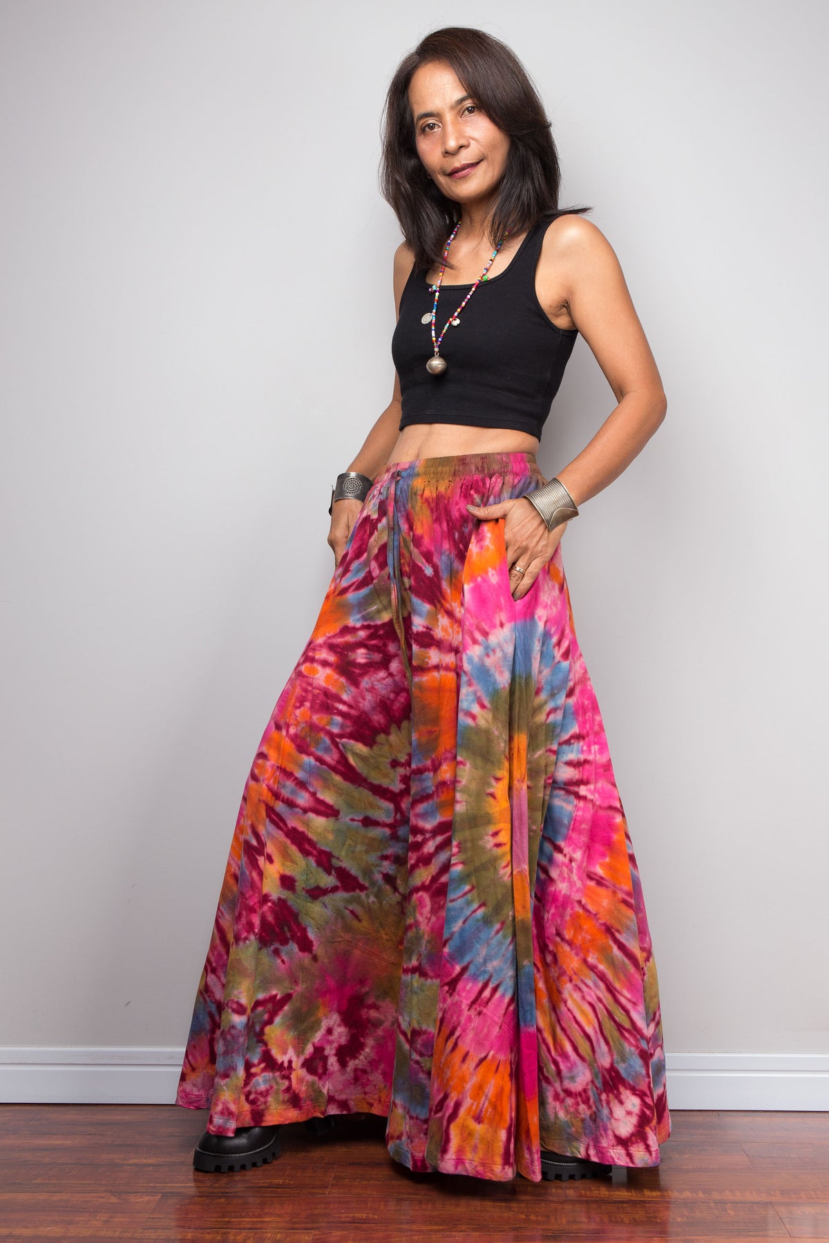 Pink & Orange Tie Dye Wide Leg Palazzo Pants