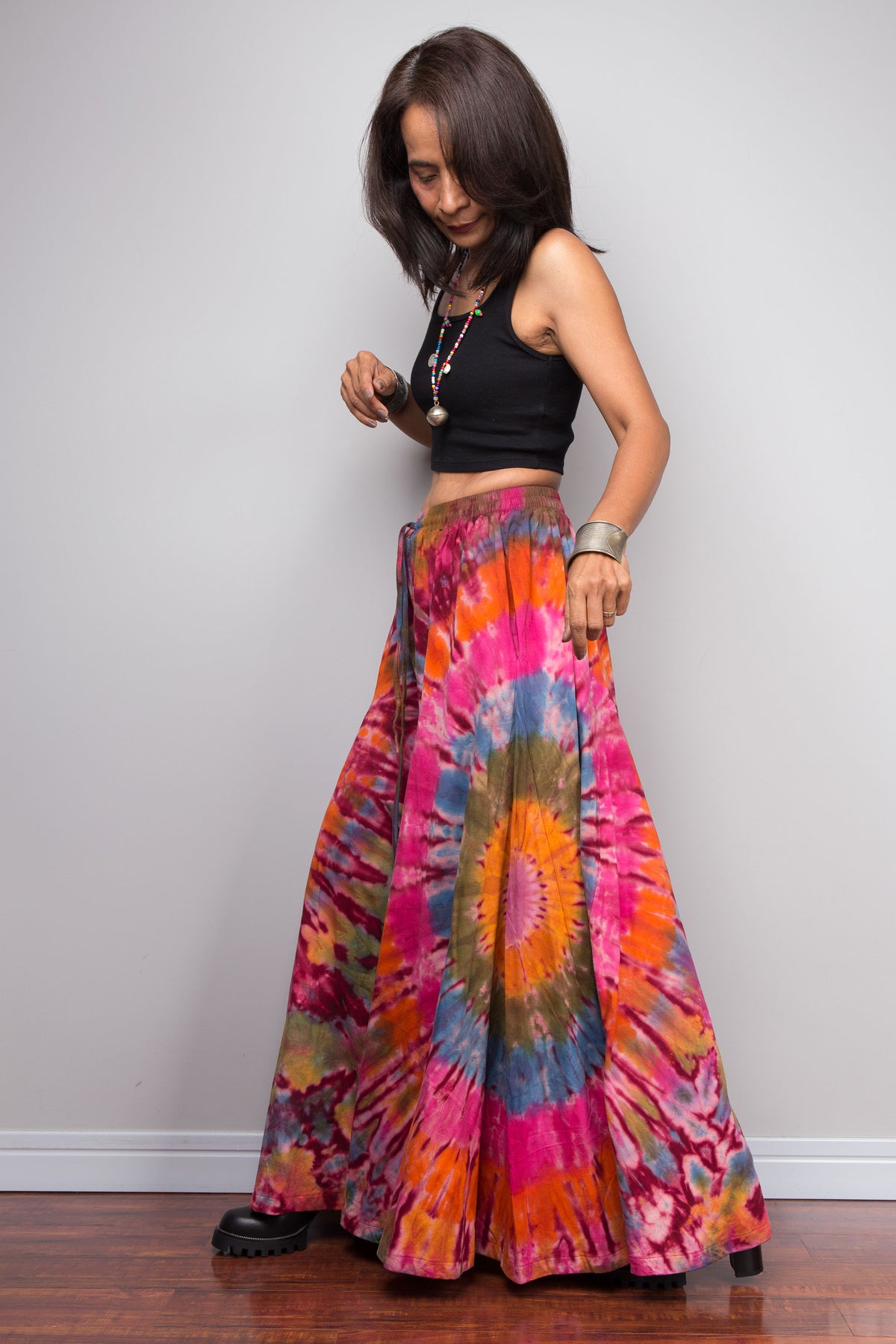 Pink & Orange Tie Dye Wide Leg Palazzo Pants
