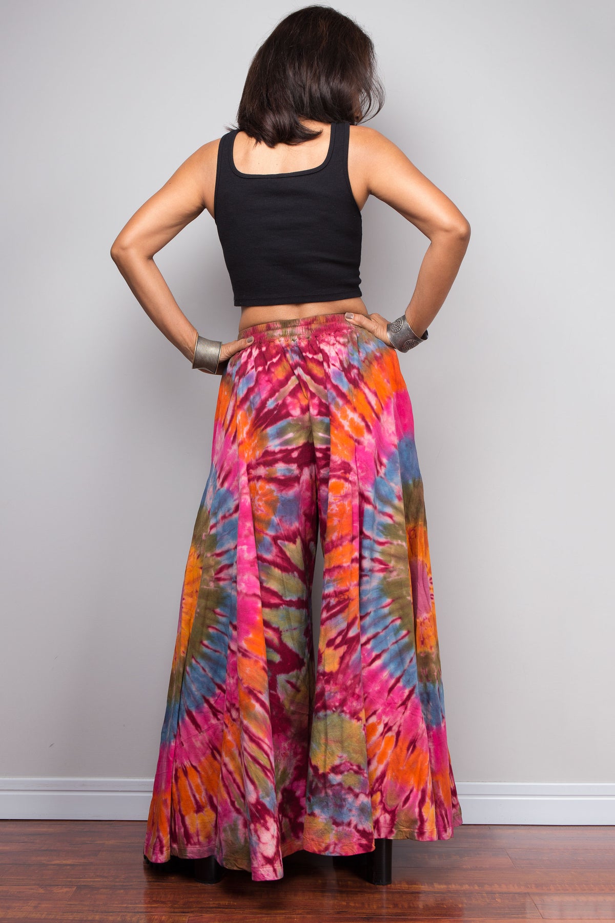 Pink & Orange Tie Dye Wide Leg Palazzo Pants