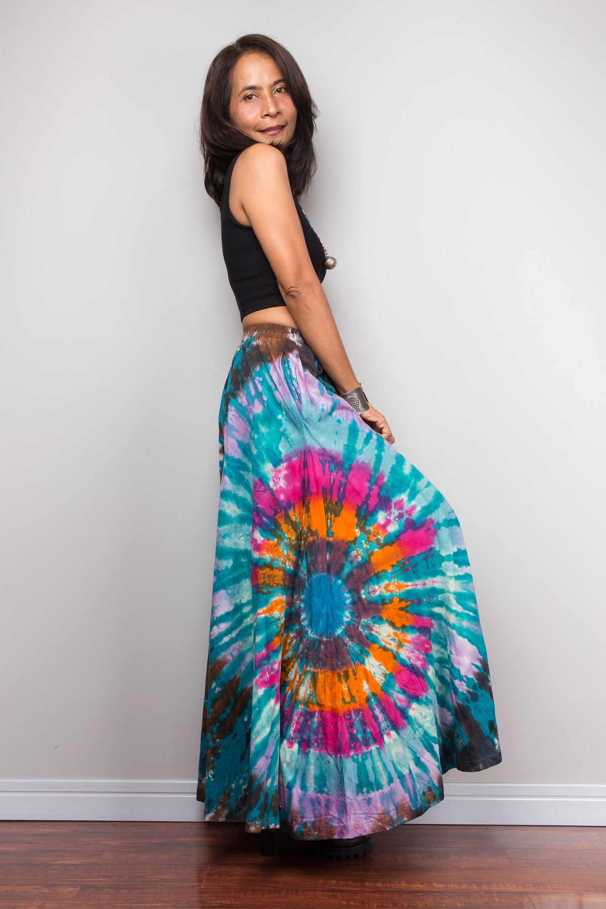 Teal Tie Dye Wide Leg Palazzo Pants