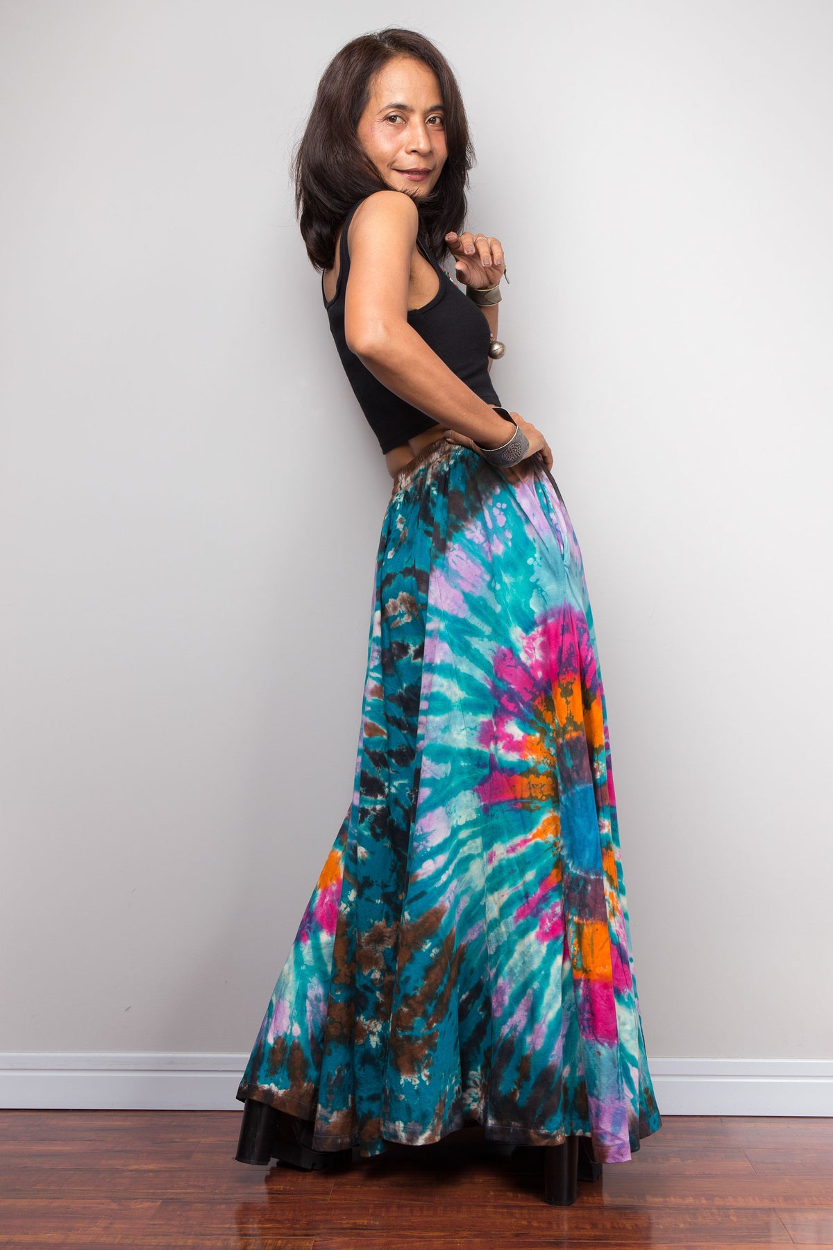 Teal Tie Dye Wide Leg Palazzo Pants