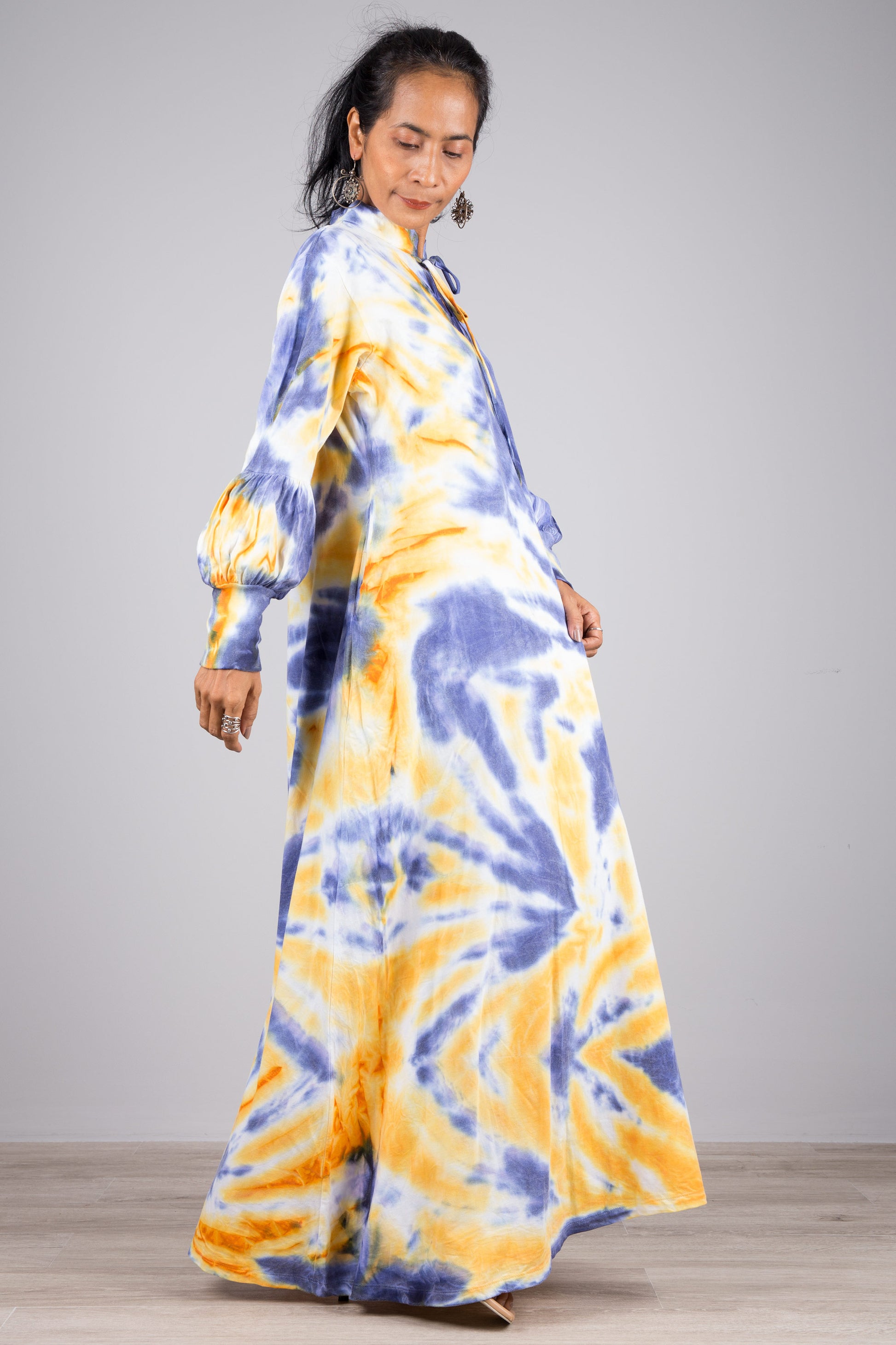tie dye maxi dress blue California Coast Tie Dye Maxi Dress FINAL SALE