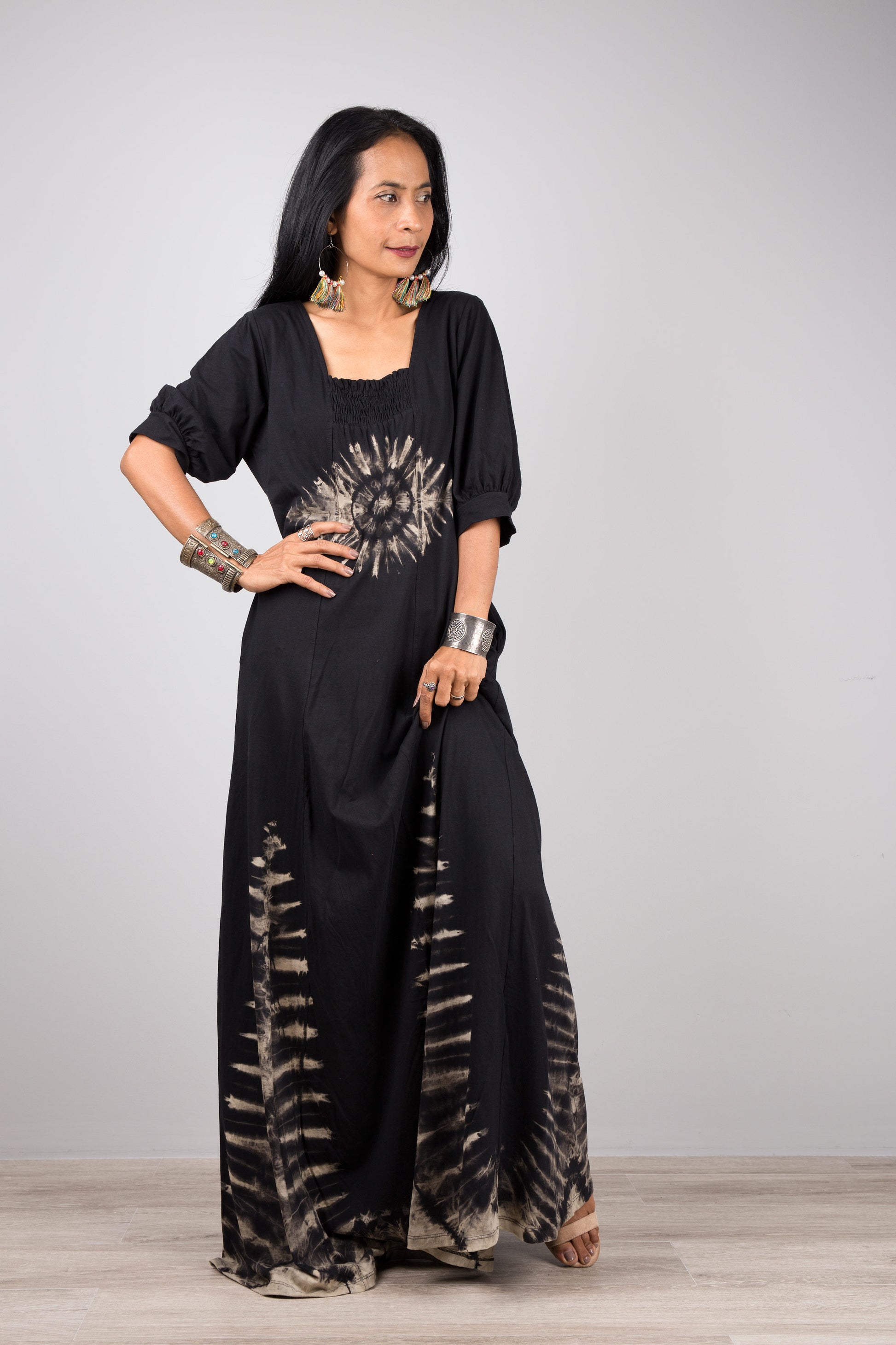 black tie maxi dress with sleeves Harper Tie Front Maxi Shirt Dress Black Weathercloth