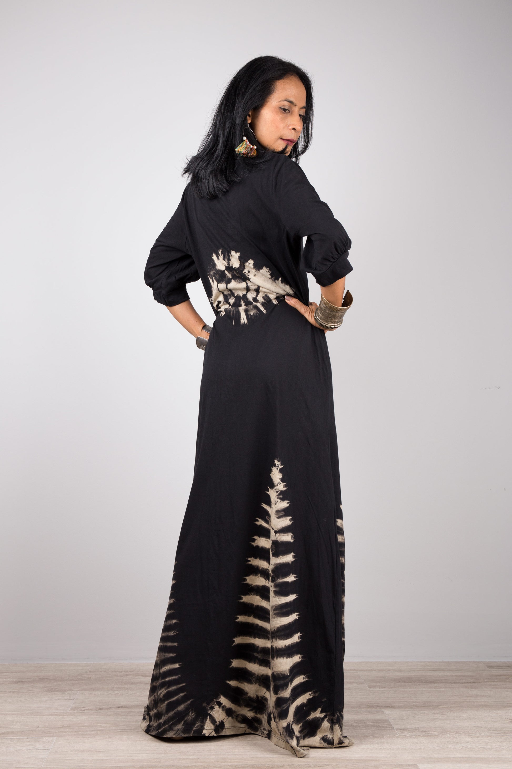 black tie dye maxi dress Flamingo Black Tie dye Maxi Dress