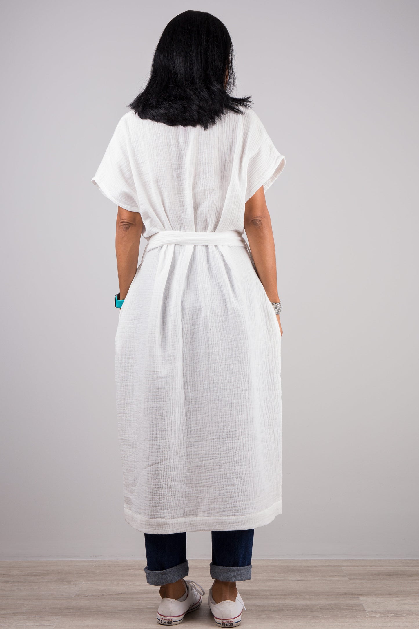 White Cotton Gauze Dress