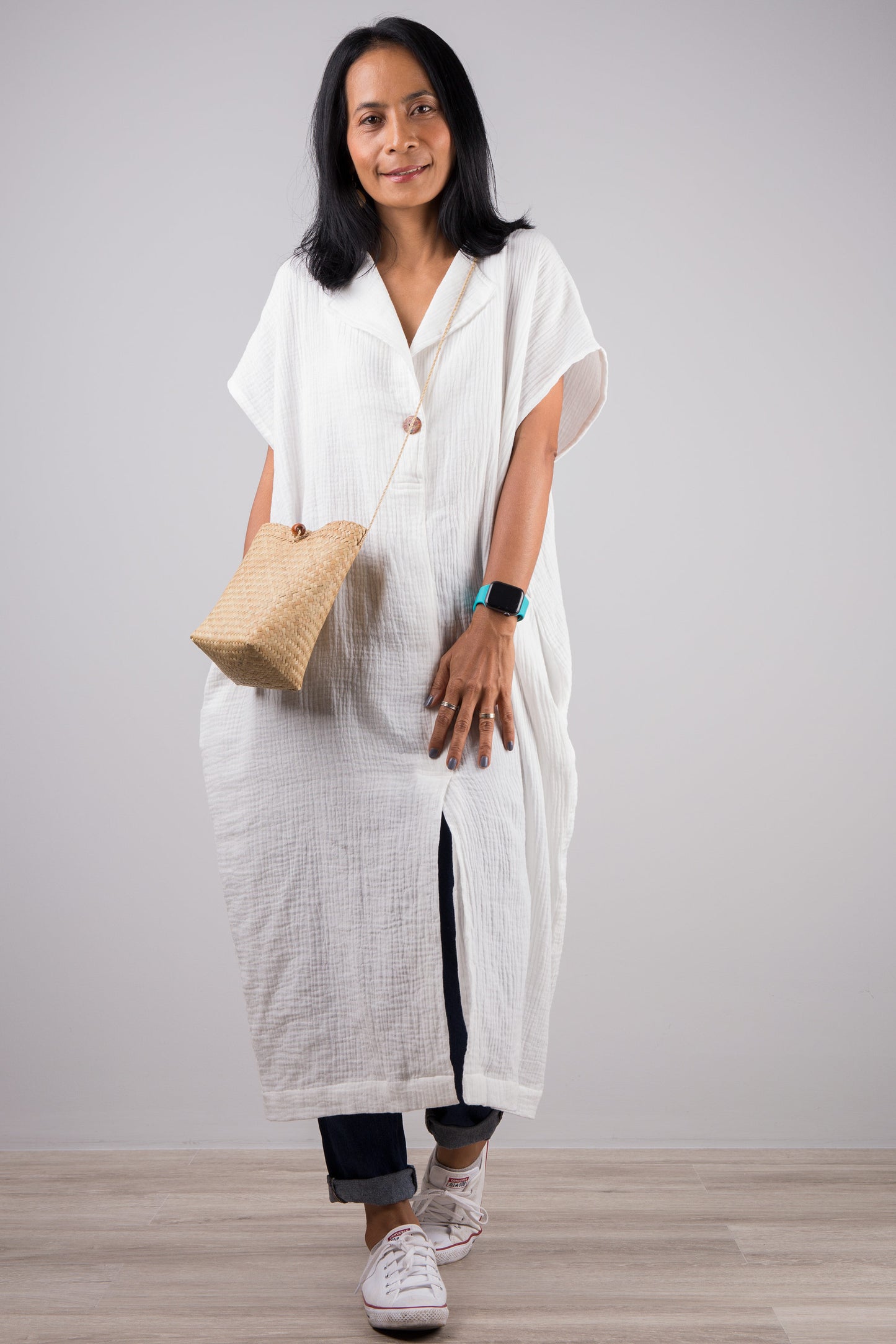 White Cotton Gauze Dress
