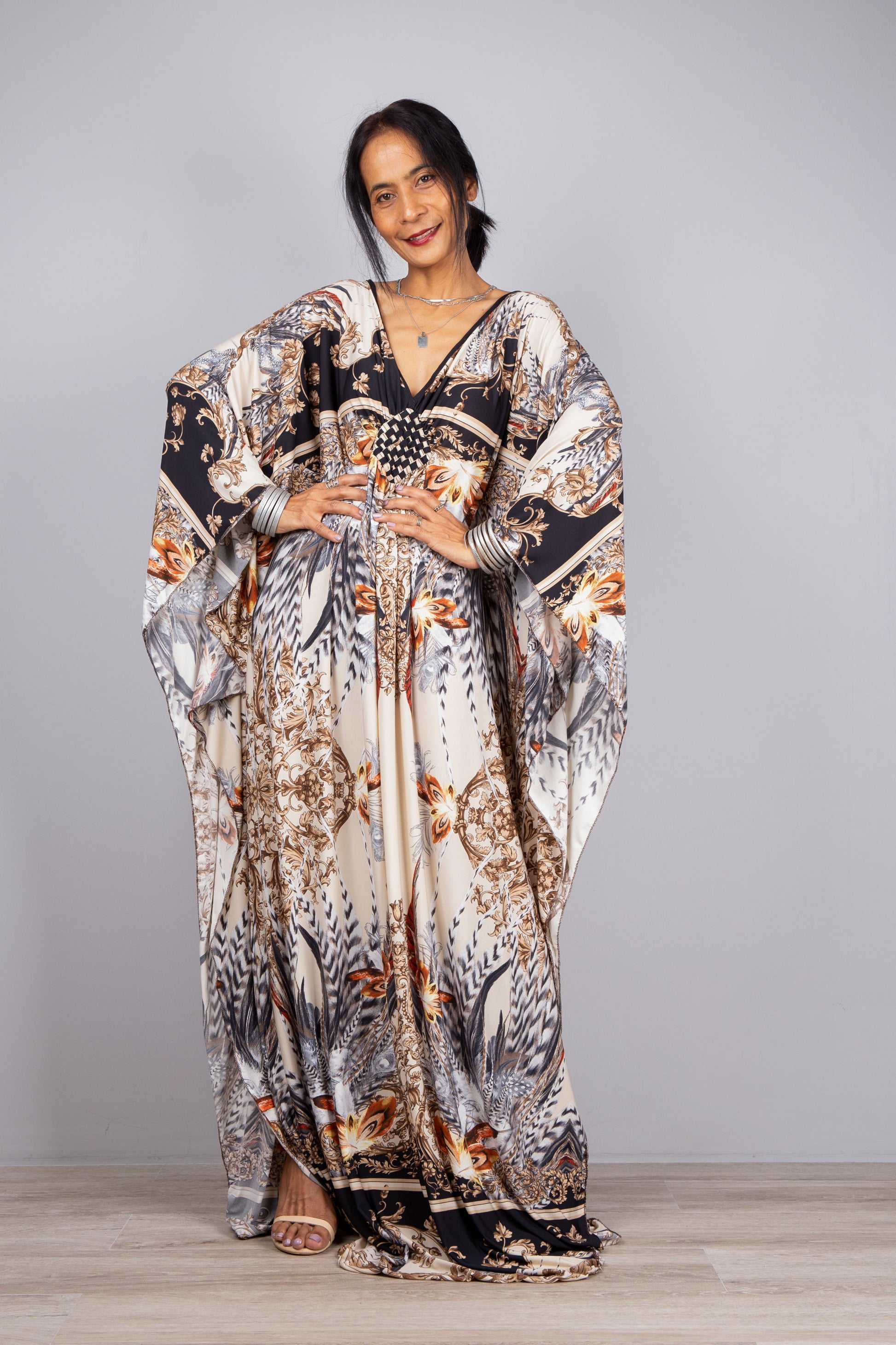 fashionable kaftan dresses Fashionable Tie-Dye Caftan Dress