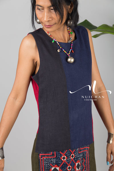 Nuichan women's patchwork summer dress | Modern hill tribe fashion