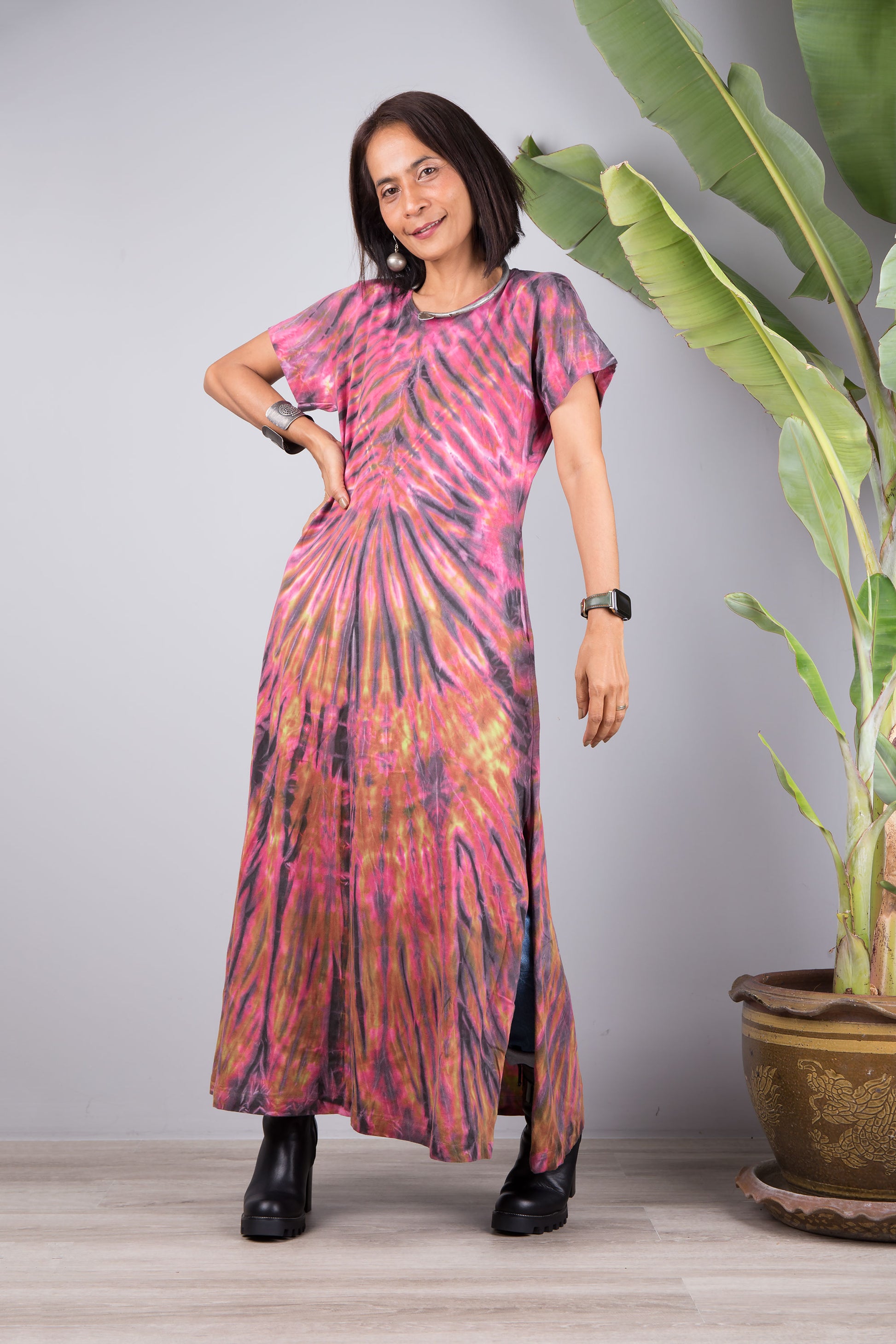 Cotton Tie dye dress with pockets | Tie dye design by Nuichan