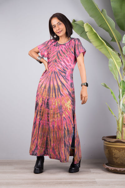 Cotton Tie dye dress with pockets | Tie dye design by Nuichan