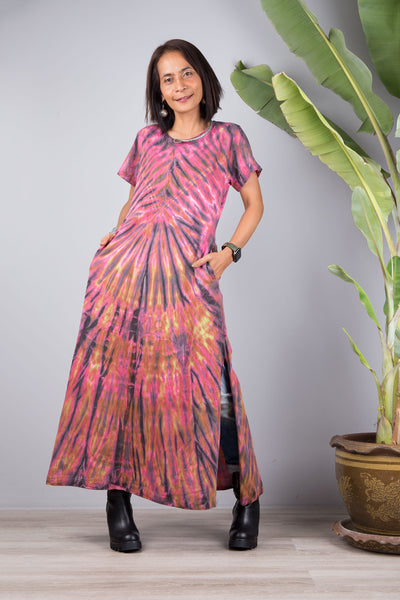 Cotton Tie dye dress with pockets | Tie dye design by Nuichan