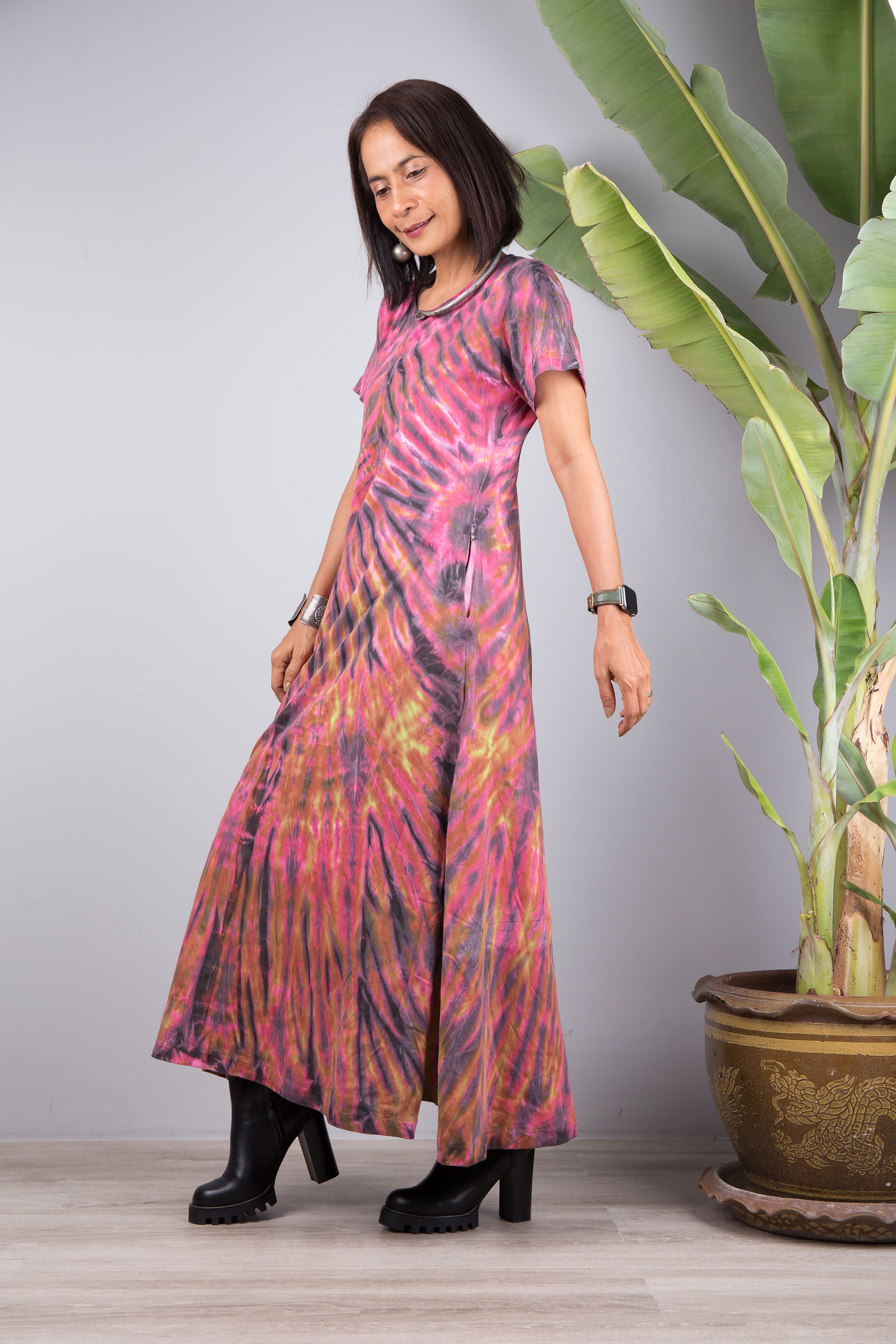 Cotton Tie dye dress with pockets | Tie dye design by Nuichan