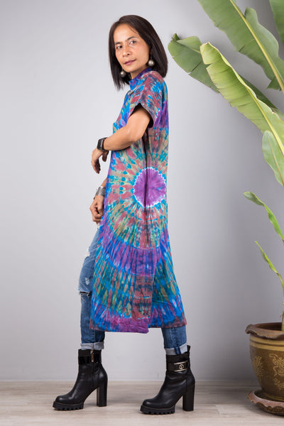 Cotton Tie dye dress with split