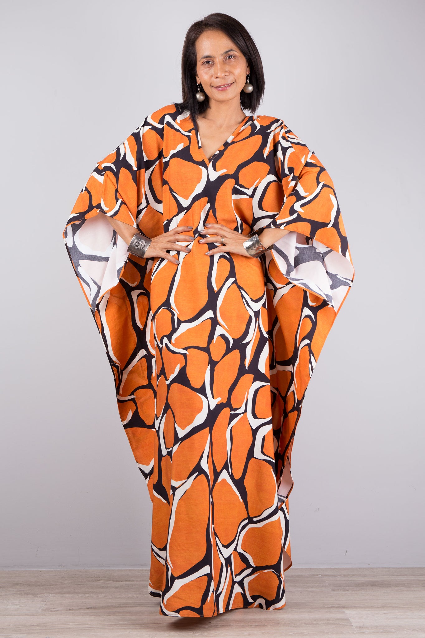 Orange kaftan dress