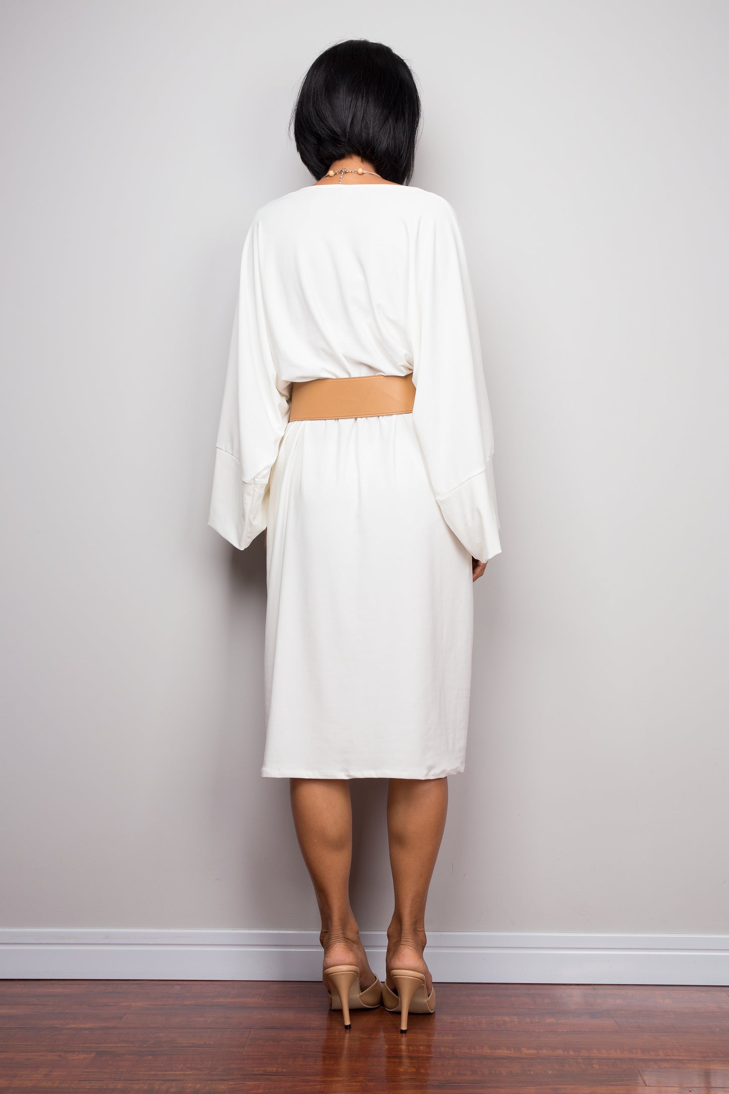 White midi dress