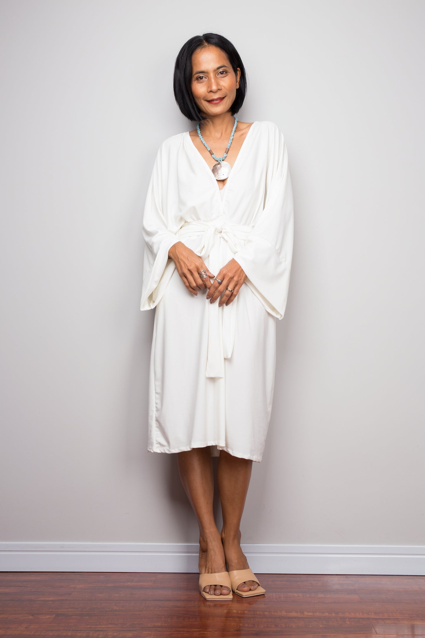 White midi dress