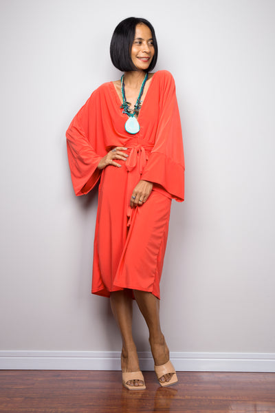 Orange midi dress