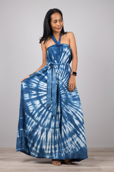 Tie dye Shibori Maxi dress - Hand dyed summer dress