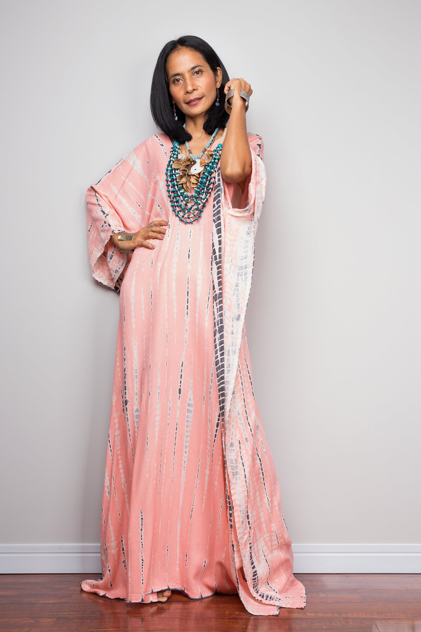 pink kaftan beach dress Moxiu Women Linen Kaftan Beach Wrap Dress Loose Summer Casual Vacation Cover Up Side Slit Flowy Batwing Sleeve Maxi Long Dress Pink,L, Women's, Size: