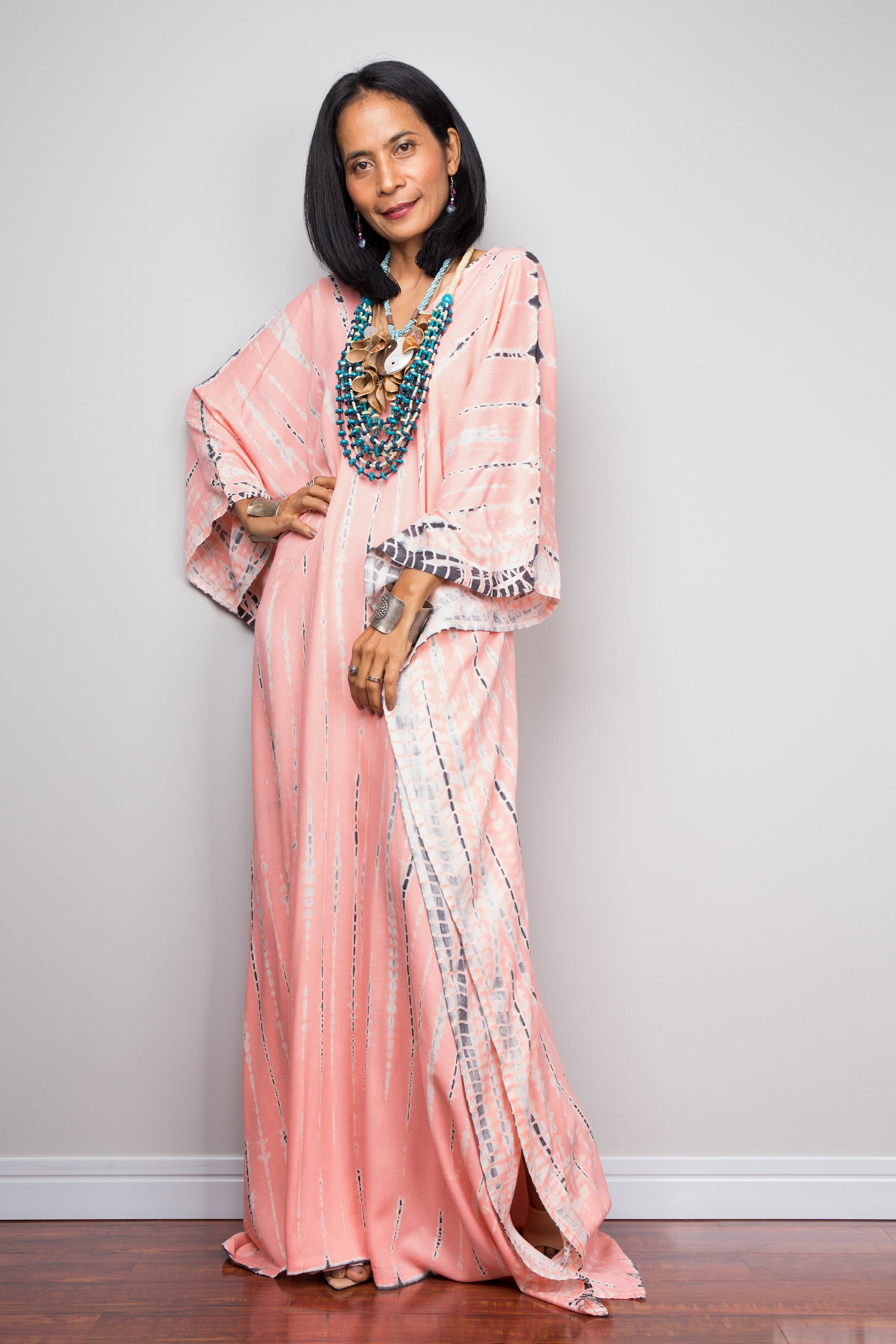 pink kaftan dress Ombre Pink Kaftan dress with Gold handwork Partywear gown Maxim Creation