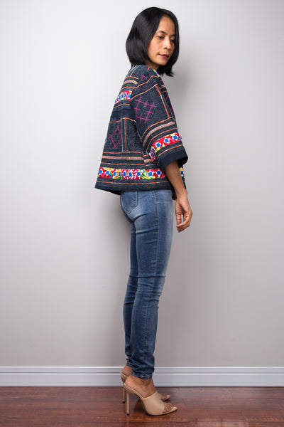 Hmong Jacket blouse, Hill tribe Blouse Top
