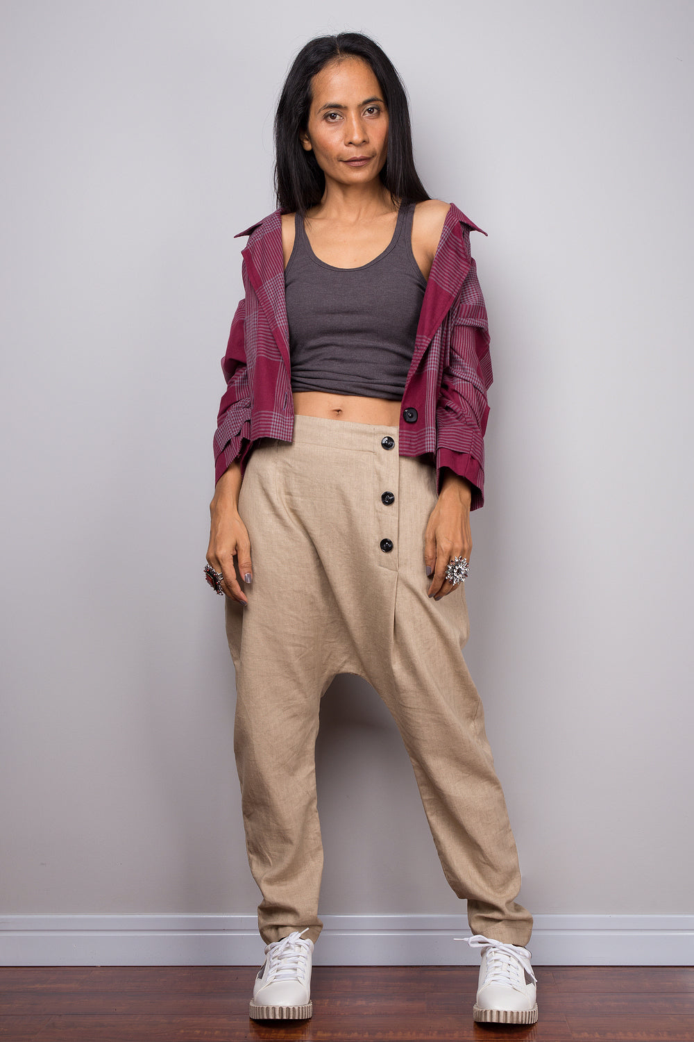 Light brown harem pants with pockets