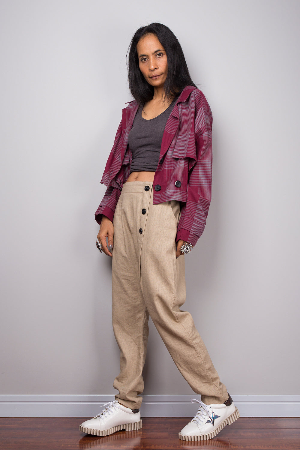 Light brown harem pants with pockets