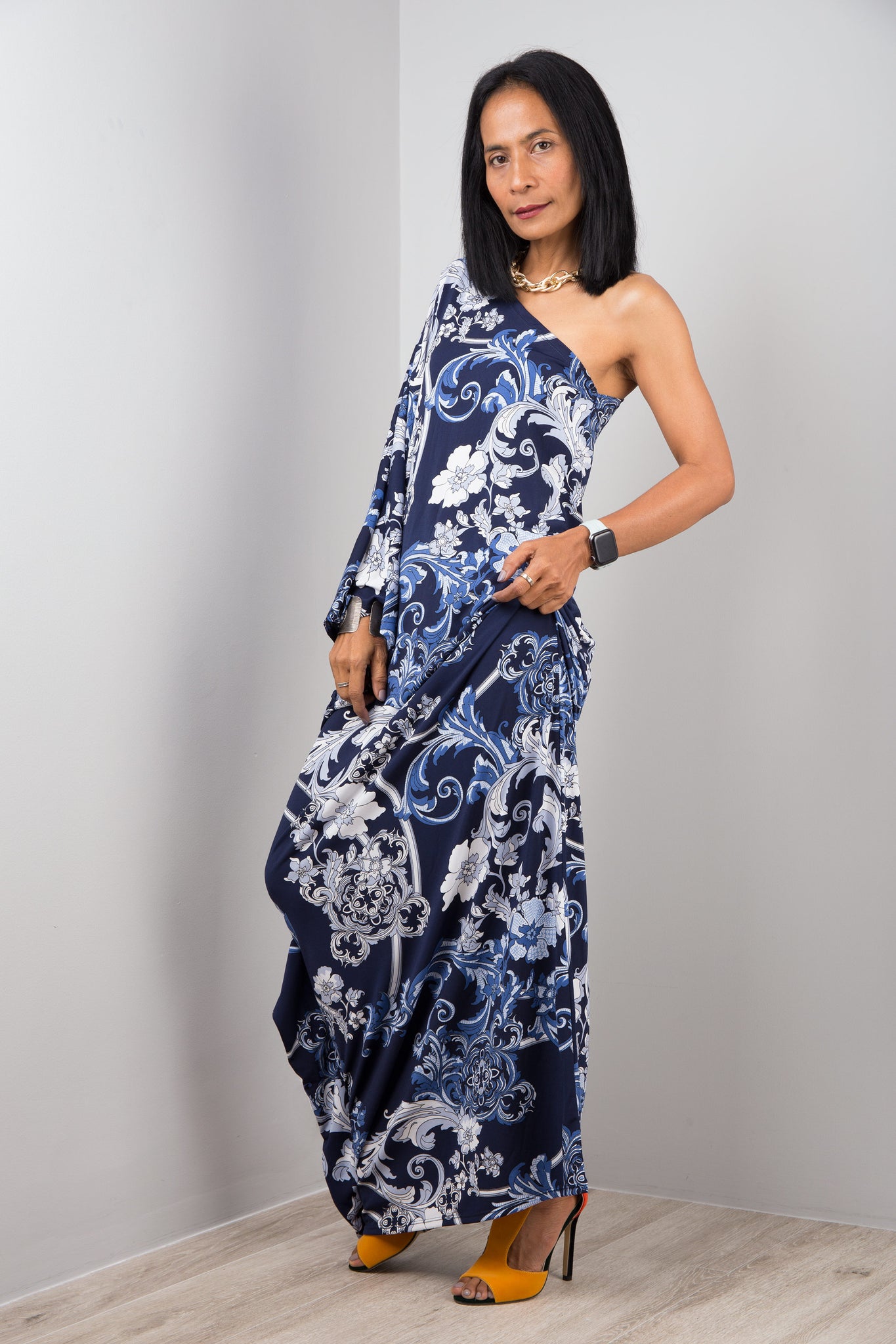 One Shoulder Dress. Asymmetric dress styles. Cocktail dress by Nuichan